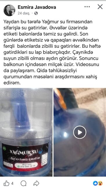 "Yağmur" su firmasının suyundan milçək çıxdı - Video