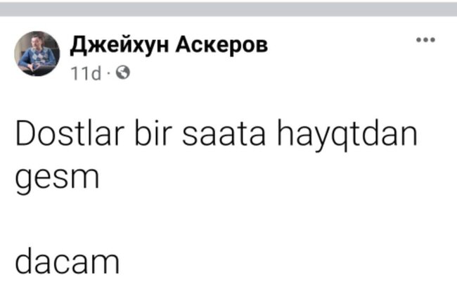 Ceyhun Əsgərovdan kədərli paylaşım - "Bir saata həyatdan gedəcəm" - FOTO