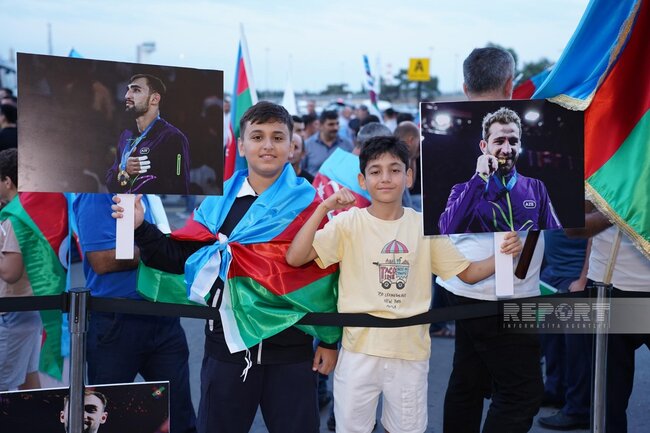 Olimpiadada qızıl medal qazanmış cüdoçular Vətənə qayıdıblar - FOTOLAR