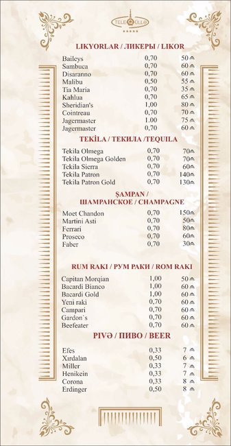 Bakının "ƏN BAHALI" restoranı Teleqüllədə - MENYU VƏ QİYMƏTLƏR