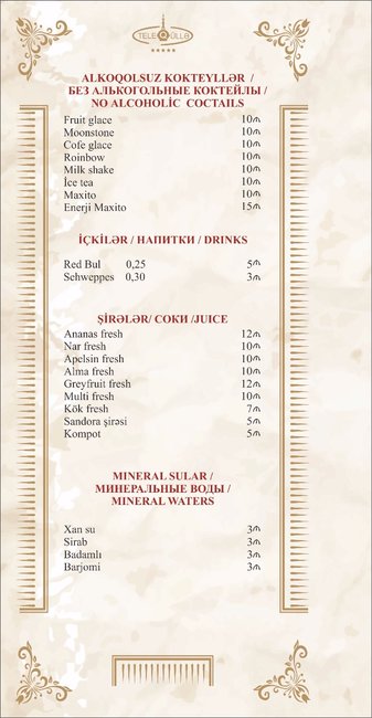 Bakının "ƏN BAHALI" restoranı Teleqüllədə - MENYU VƏ QİYMƏTLƏR