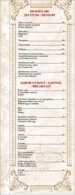 Bakının "ƏN BAHALI" restoranı Teleqüllədə - MENYU VƏ QİYMƏTLƏR