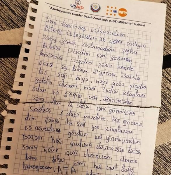 "Niyə anamı, məni atıb getdin?"- Sığınacaqda yaşayan 13 yaşlı qızın atasına məktubu - FOTO