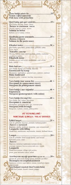 Bakının "ƏN BAHALI" restoranı Teleqüllədə - MENYU VƏ QİYMƏTLƏR