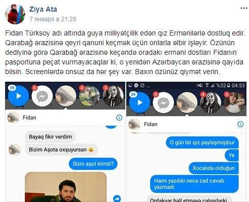 Azərbaycanlı qız Fidan ermənilərlə əlbir oldu? Yazışmalar üzə çıxdı - FOTOLAR