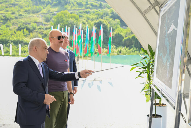 Prezident "Həkəriçay" su anbarının təməlini qoydu - Fotolar