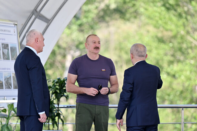Prezident "Həkəriçay" su anbarının təməlini qoydu - Fotolar