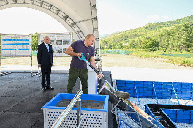 Prezident "Həkəriçay" su anbarının təməlini qoydu - Fotolar