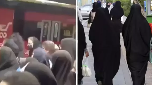 Hicabını səhv bağlayan qadın metroda döyüldü - VİDEO