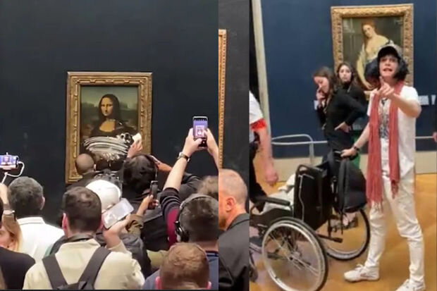 Luvr Muzeyində "Mona Liza" əsərini tortla bulayıblar - VİDEO