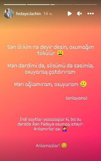 "Kim nə deyir desin, oxumaq istəyirəm"
