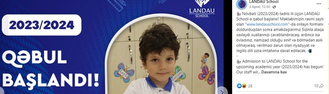 "LANDAU School"da NARAZILIQ: illik qiymətləri artırdı - 13 min AZN