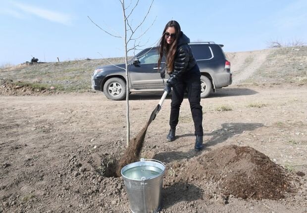 Leyla Əliyeva Qızılağac Milli Parkında ağac əkdi