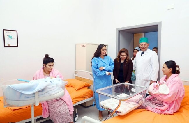 Leyla Əliyeva yeni doğulan körpələrə baş çəkdi - Fotolar
