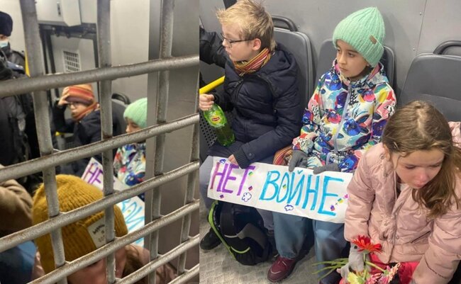 Moskvada Ukraynadakı müharibəyə etiraz edən uşaqlar saxlanıldı - FOTOLAR