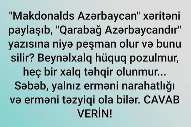 "McDonald's CAVAB VERİN!"-Murad Arif QƏZƏBLƏNDİ-FOTO