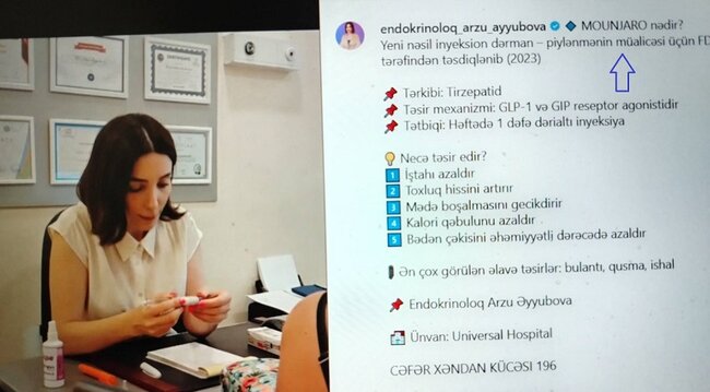 Universal Hospitalın həkimi Arzu Eyyubova dövlət qeydiyyatı olmayan "Mounjaro" preparatını pasiyentlərində necə istifadə edir? -Videofakt