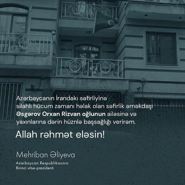 Mehriban Əliyevadan terrorla bağlı paylaşım