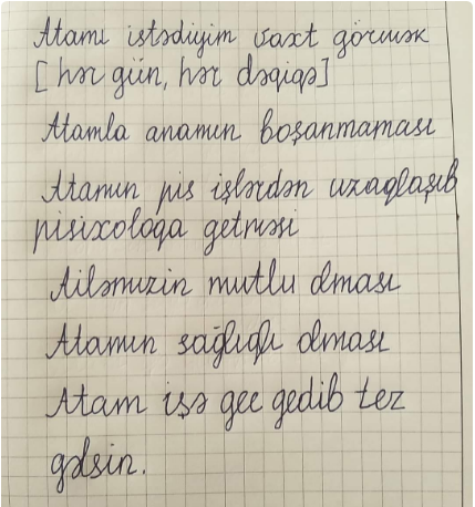 Azərbaycanda valideynləri boşanan uşağın TÜKÜRPƏDƏN MƏKTUBU - FOTO