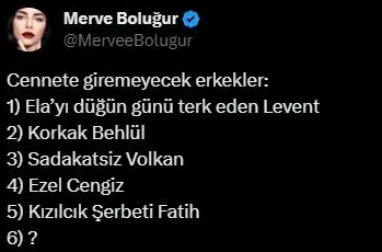Mərve Boluğur yenə GÜNDƏMDƏ: Bu dəfə də "Cənnətə girməyəcək kişilər"in siyahısı PAYLAŞDI