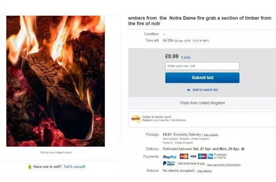 Notr-Damda yanan taxtaları eBay-da satışa çıxardılar - FOTOLAR