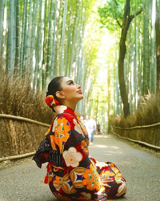 Nanə Yaponiyanın məşhur bambuk meşələrində - Fotolar