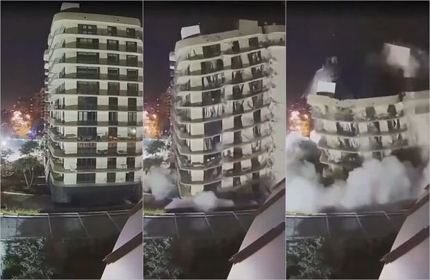 Floridada çökən binanın qalan hissəsi partladıldı - VİDEO