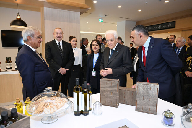 İlham Əliyev xanımı və İtaliya Prezidenti ilə açılışda - Fotolar