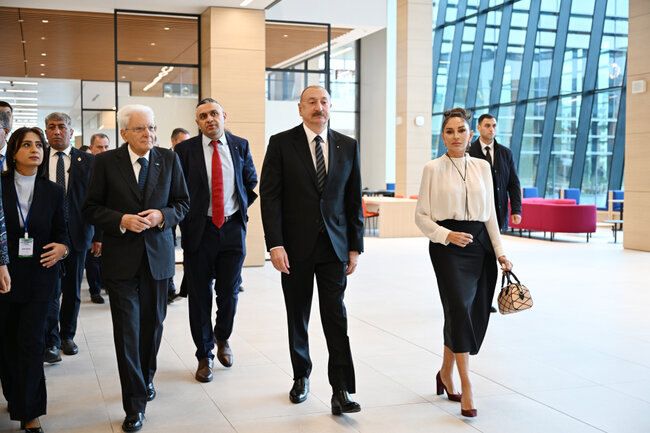 İlham Əliyev xanımı və İtaliya Prezidenti ilə açılışda - Fotolar