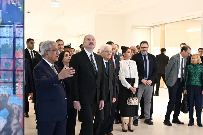 İlham Əliyev xanımı və İtaliya Prezidenti ilə açılışda - Fotolar