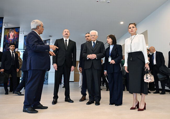 İlham Əliyev xanımı və İtaliya Prezidenti ilə açılışda - Fotolar