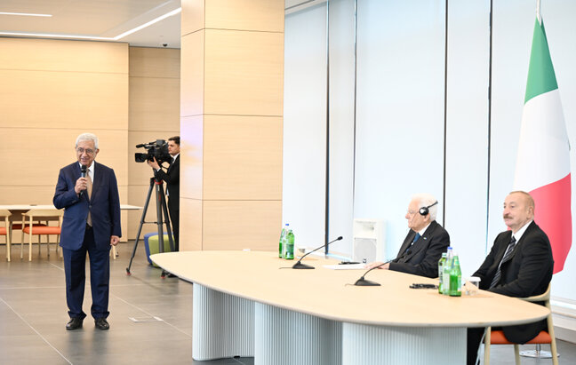 İlham Əliyev xanımı və İtaliya Prezidenti ilə açılışda - Fotolar