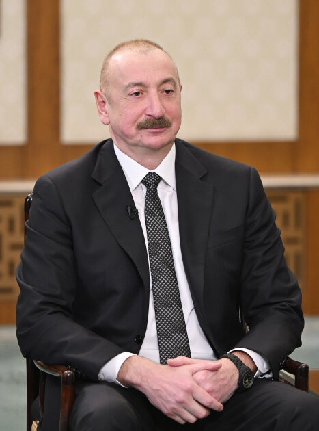 Prezident Pekində CGTN telekanalına müsahibə verdi - Fotolar