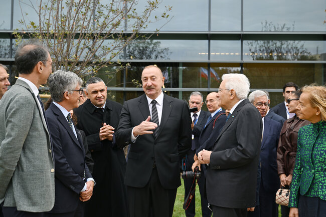 İlham Əliyev xanımı və İtaliya Prezidenti ilə açılışda - Fotolar