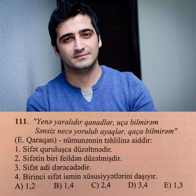 Qaraqanın mahnısı abituriyent testlərinə salındı