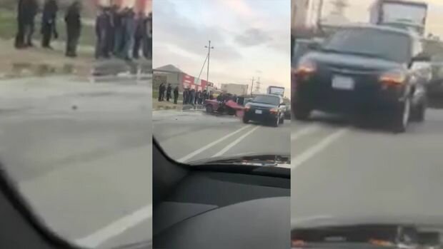 Novxanı yolunda qəza: maşın ikiyə bölündü - VİDEO