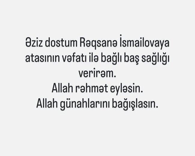 Rəqsanə İsmayılovaya ağır itki