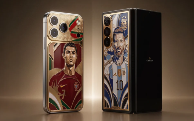 Messi və Ronaldoya həsr olunan qızıl telefonlar təqdim edildi - Fotolar