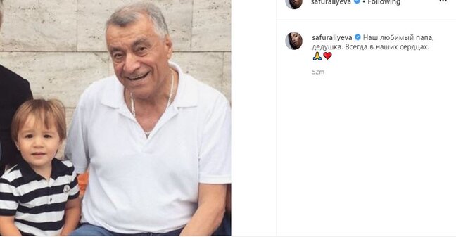 Safura mərhum qayınatasının fotosunu paylaşdı: 