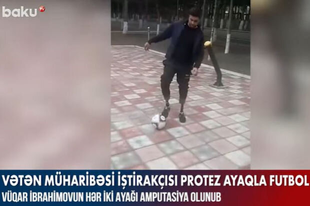 Vətən müharibəsi iştirakçısı protez ayaqla futbol oynadı – VİDEO