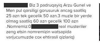 "Üçümüz də çox ehtiraslı qızlarıq" - 60 AZN -ə 3 rəfiqə özünü belə satır