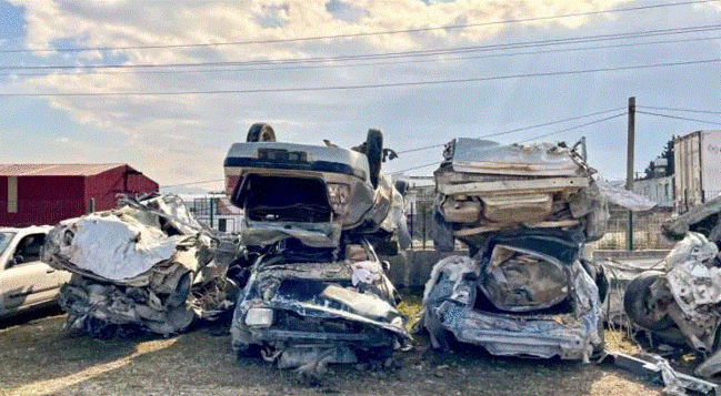 Dağıntılardan çıxarılan avtomobillərin son halı - FOTOLAR