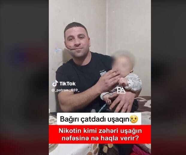 Azərbaycanda ata körpəsinə siqaret çəkdirdi - VİDEO